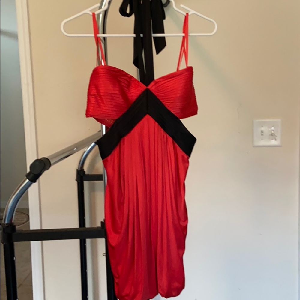 Black and dark orange dress